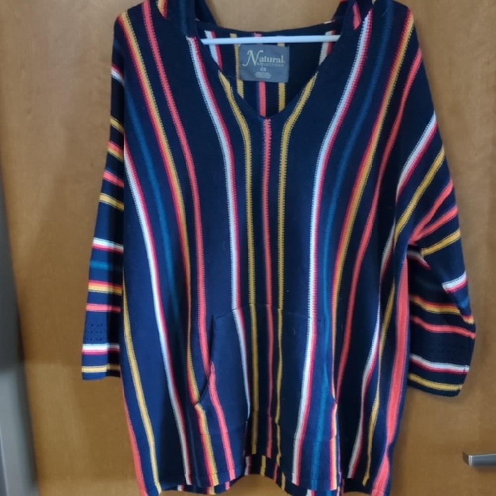 Natural Reflections Multicolor Striped V-Neck Sweater